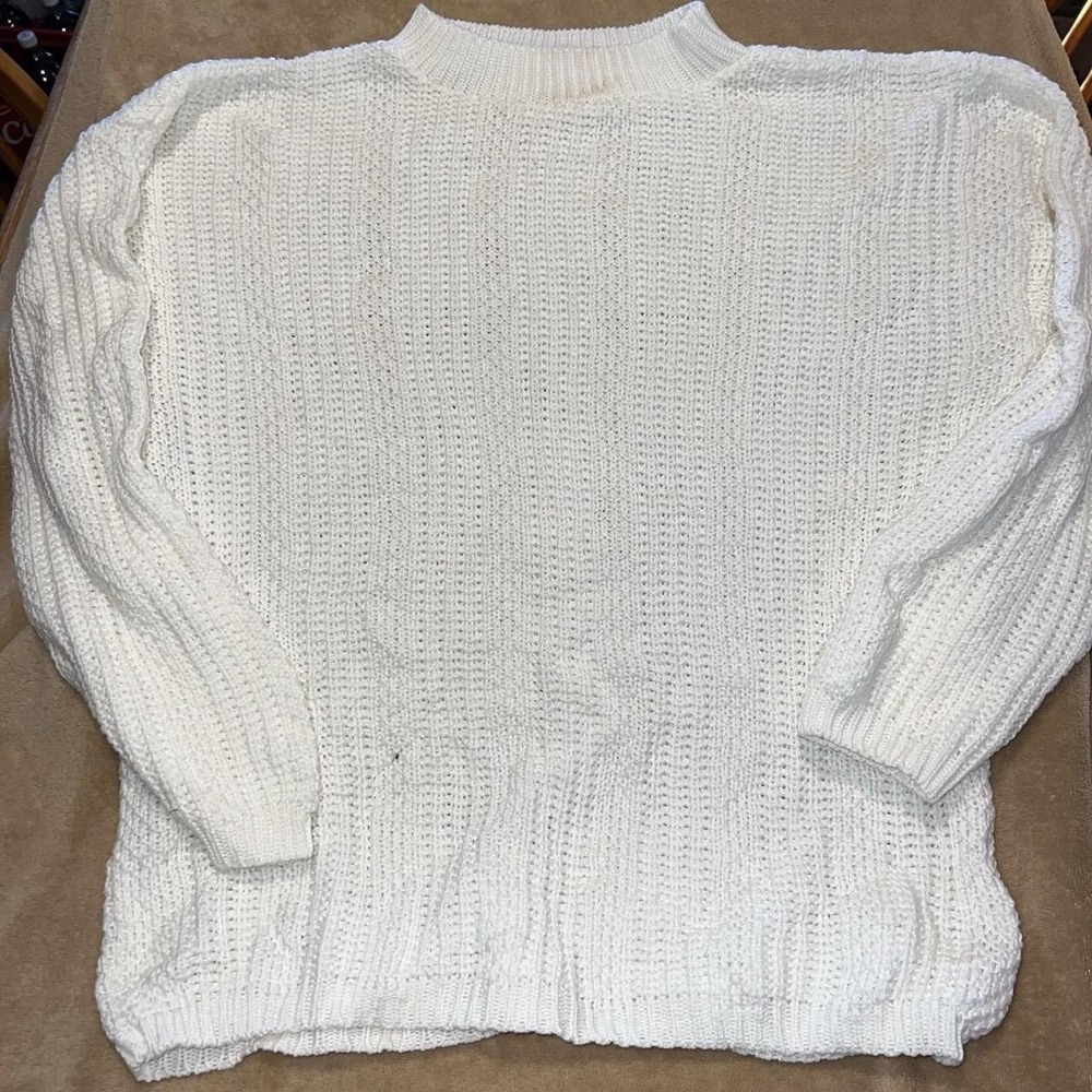 Vintage Bobbie Brooks Women Medium White Knit Mock Neck Pullover Sweater